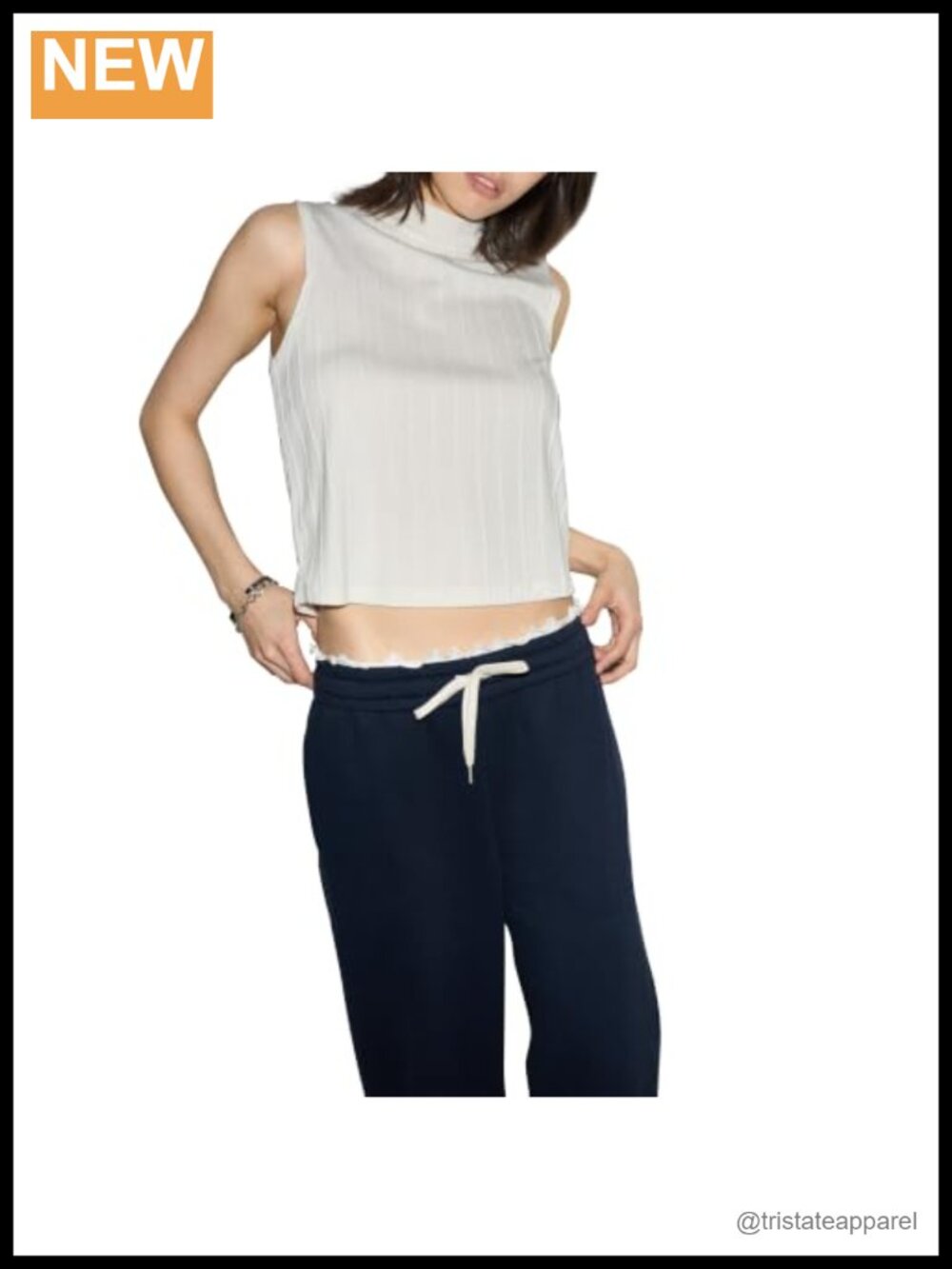 Converse Women's Cable Knit Mock Neck Tank Top Jacquard Jersey Sleeveless
